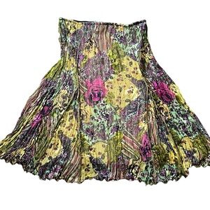 Elegant Flowy Gold-Thread Floral Silk Skirt – Large